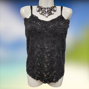 Black Tank Top Lace Camisole SIZE M - Stretchy Top -  NEW